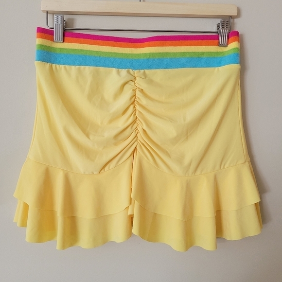 Vintage Dresses & Skirts - VINTAGE Y2K Rainbow Ruffle Hem Mini Skirt